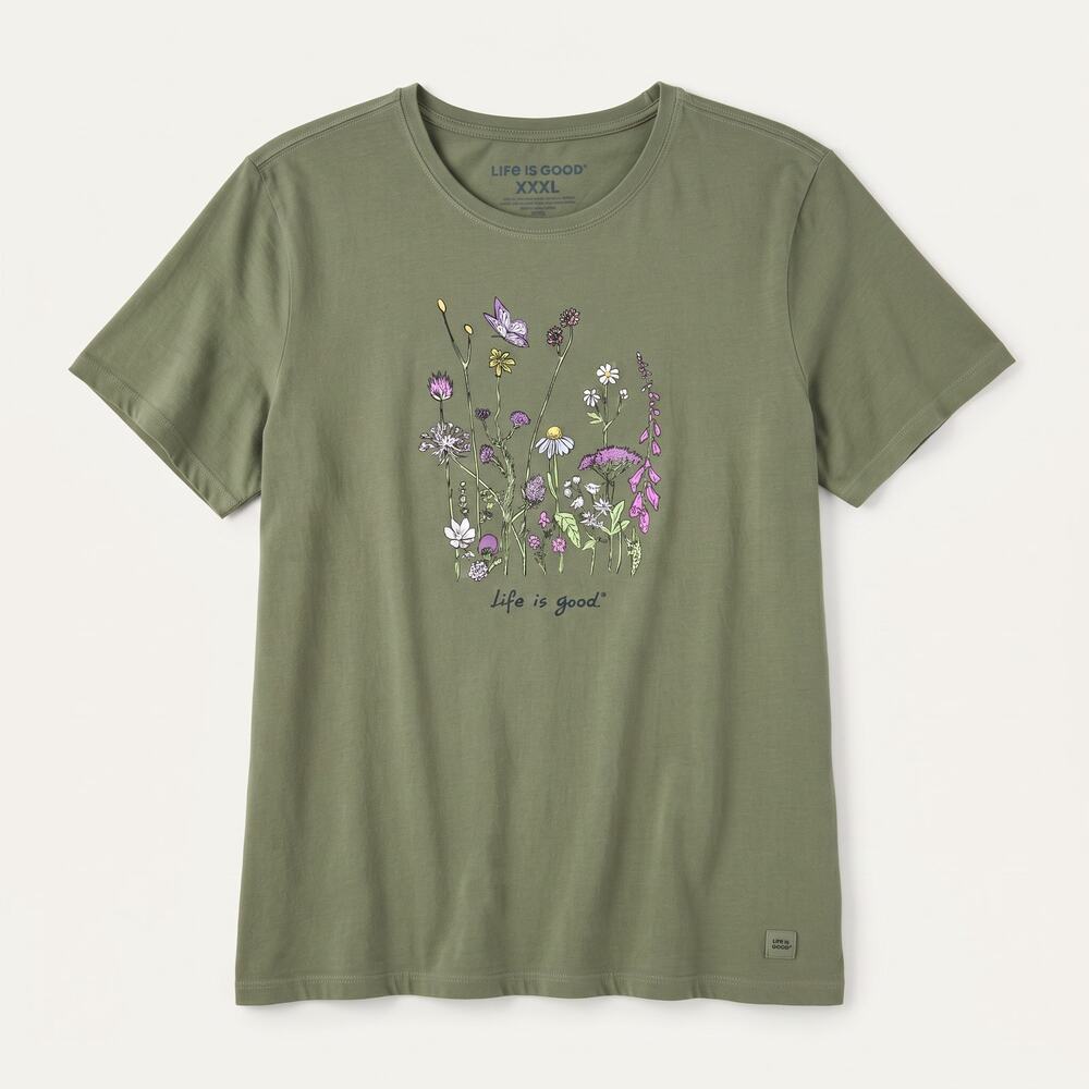 Life Is Good Womens XXXL Boho Cottagecore Fairycore Floral Graphic Crewneck Tee